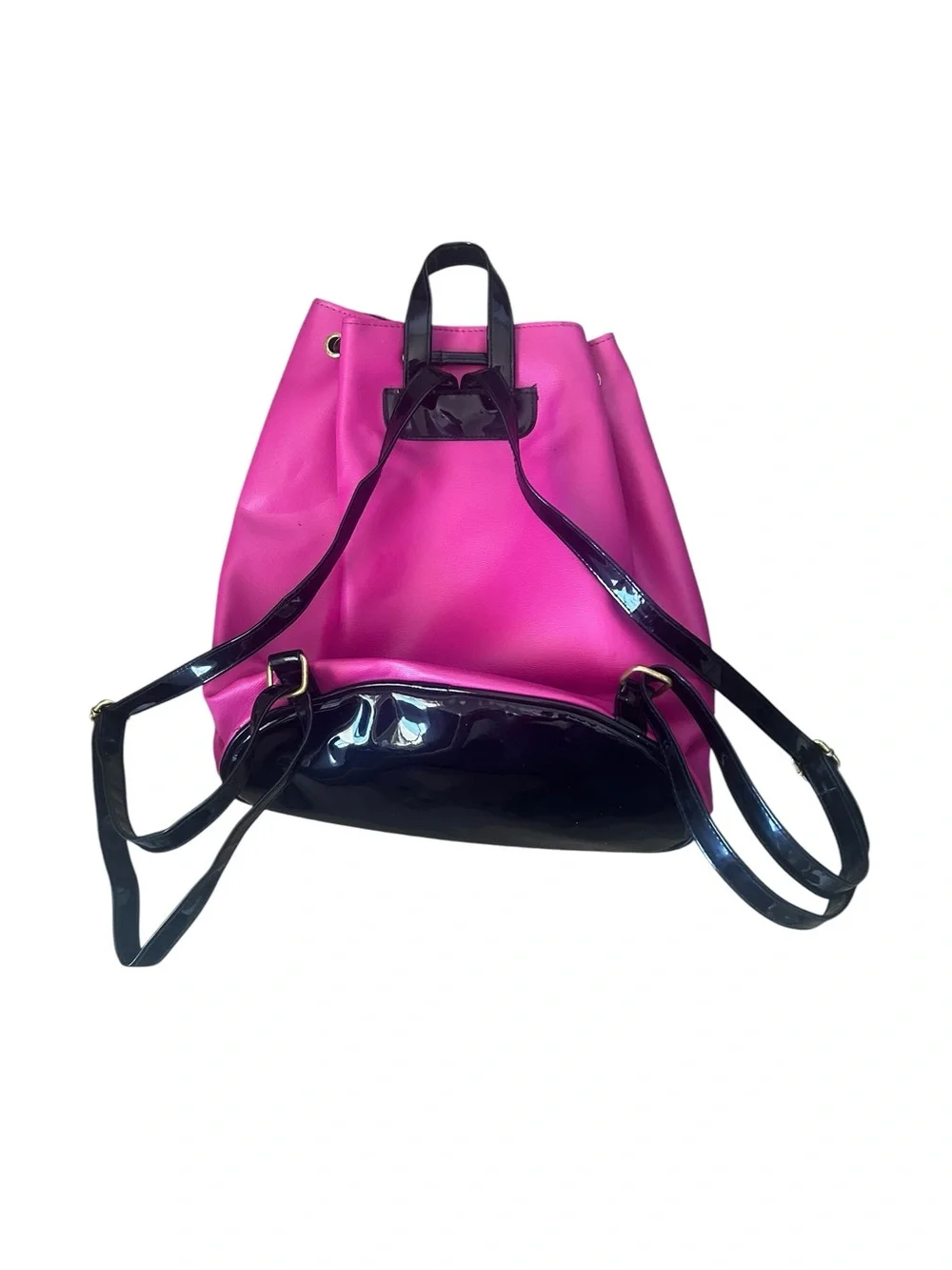 Juicy Couture Vibrant Pink Drawstring Backpack with Gold Accents